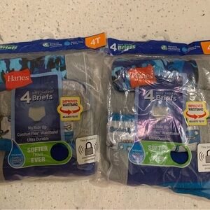 Hanes Boys' 4-Pack Tagless Briefs - Blue and Gray size 4T (2 packs total)